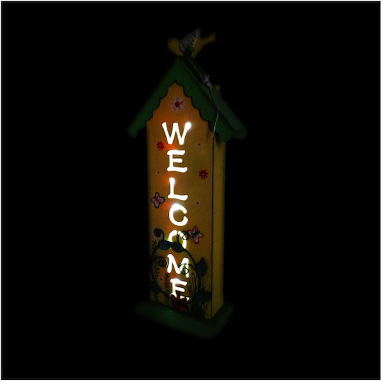 JK Home Decoration Великденска Малка Къща Дървена Жълта 38x14x4см