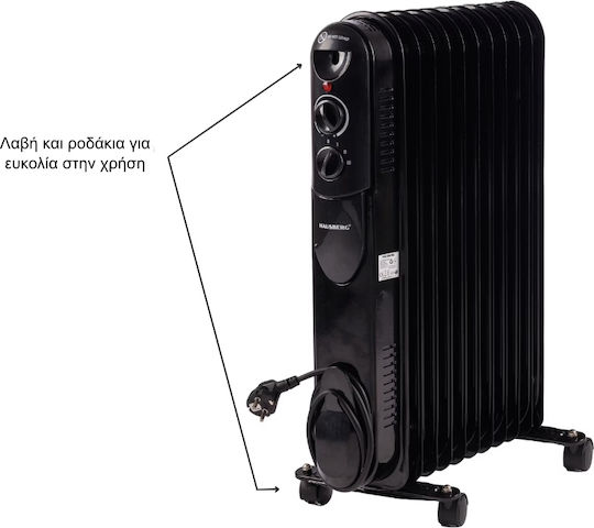Hausberg Oil Filled Radiator with 11 Fins 2500W