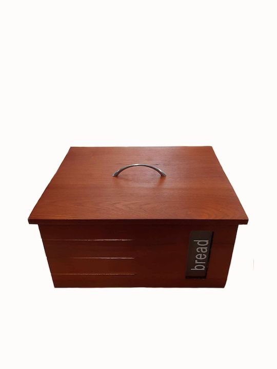 Karvounis Bread Box with Lid Wooden Brown 33x25x22cm