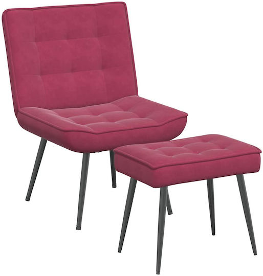 Sessel mit Fußhocker Samt Bordeaux 64x74x84cm
