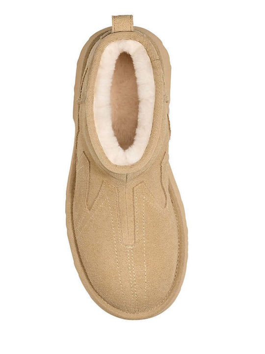 Ultra Mini Stiefeletten Damen Beige
