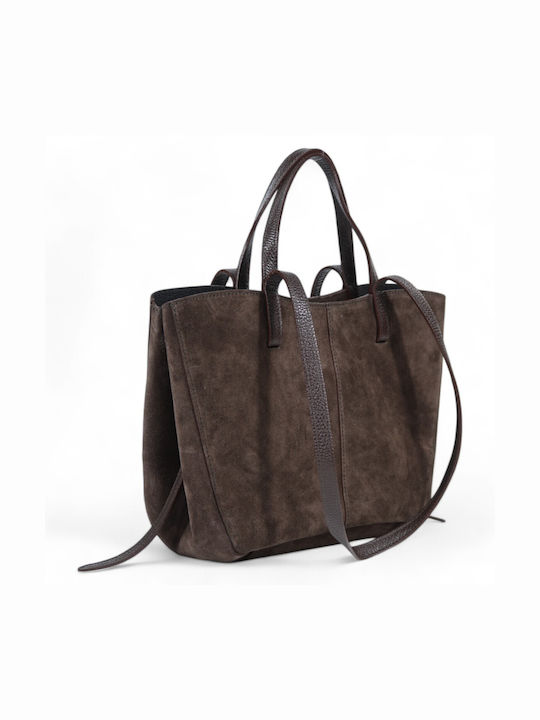Damentasche Schulter Leder Wildleder Braun
