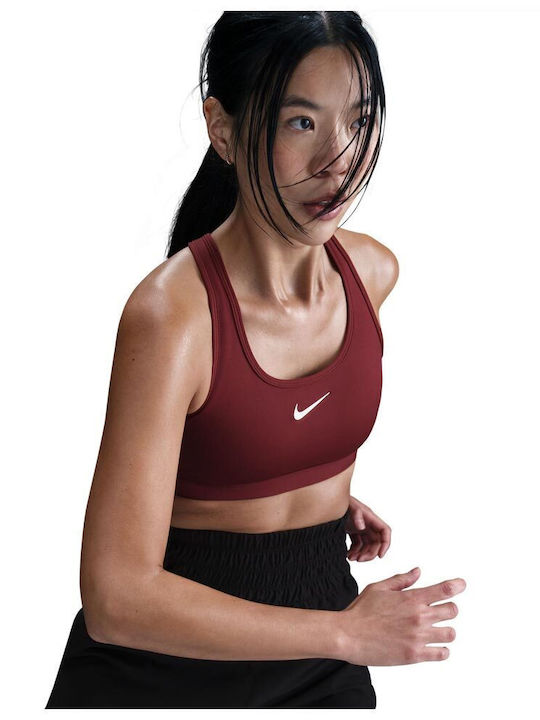 Dri-Fit Swoosh Women's Sports Bra with Light Padding Burgundy