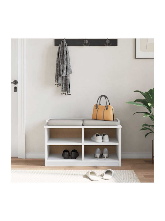 Sandens Mobilier de Intrare cu Dulap pentru Pantofi & Bancă Alb 87x40x50cm