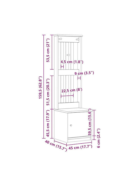 Sandens Entry Furniture with Shoe Rack 45x40x159.5cm