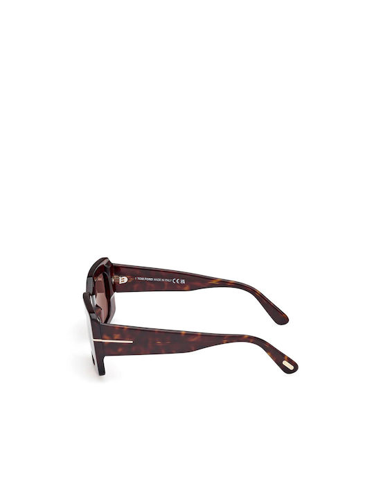 Tom Ford Women's Sunglasses with Brown Tartaruga Plastic Frame and Brown Lens FT1188 52E