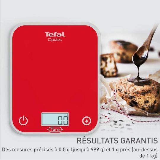 Tefal Optiss Digital Kitchen Scale Up To 5kg Red