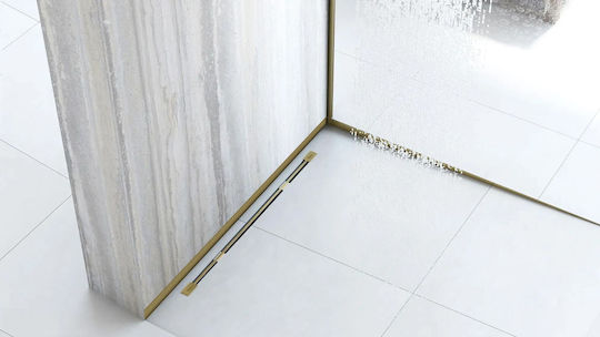 Vordere Duschschwelle 130 cm Bürstengold