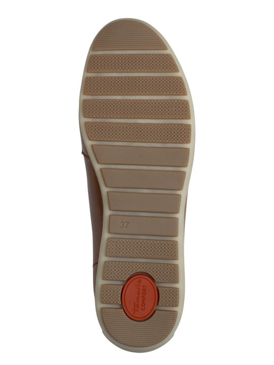 Leather Women's Moccasins in Tabac Brown Color