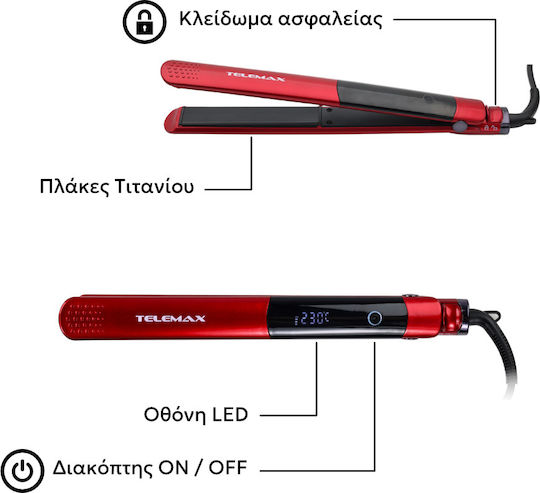 Telemax Glide Pro 31-9501 Mini Hair Straightener with Ceramic Plates 55W