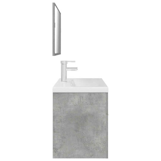vidaXL Waschtisch mit Waschbecken & Spiegel L91xB18xH39.5cm Grey Concrete