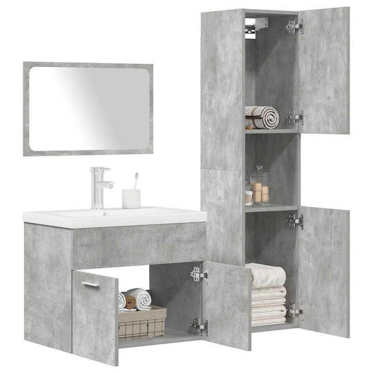 vidaXL Countertop with Sink, Mirror & Column L61xW18xH39cm Grey Concrete
