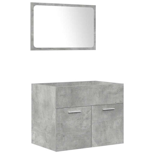 vidaXL Countertop with Sink, Mirror & Column L61xW18xH39cm Grey Concrete