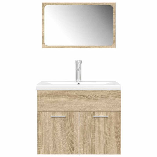 vidaXL Πάγκος με Νιπτήρα & Καθρέπτη Μ61xΒ18xΥ39cm Καφέ