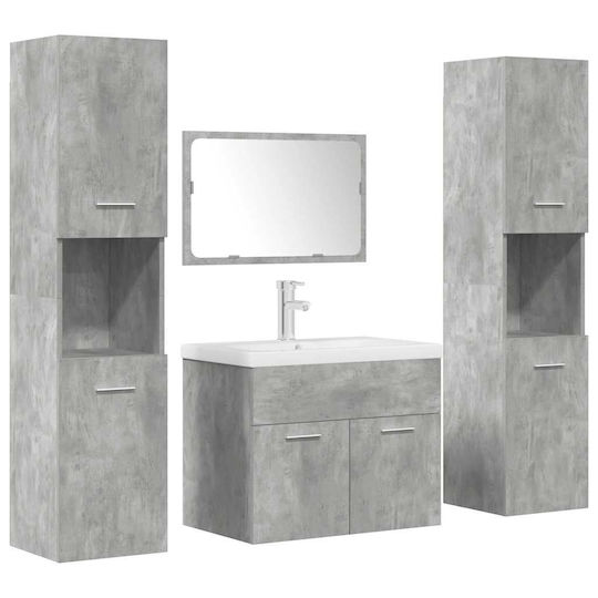 vidaXL Countertop with Sink, Mirror & Column L61xW18xH39cm Grey Concrete