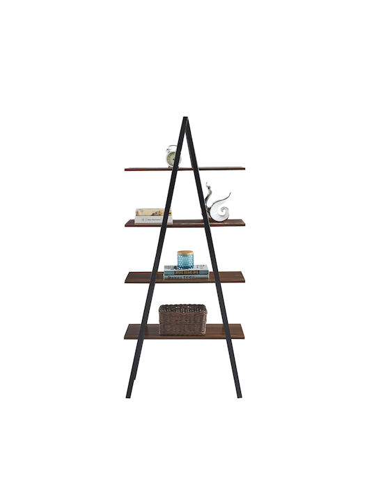 Homemarkt Shelf Stam Hm18073.04 Black Metal Frame-Walnut Melamine 71x38x164cm