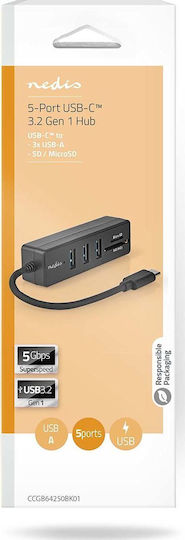 Nedis Usb Hub Nedis Ccgb64250bk01 Βάση Σύνδεσης Ενσύρματο Usb Type-c Μαύρο 13840735 5412810000000