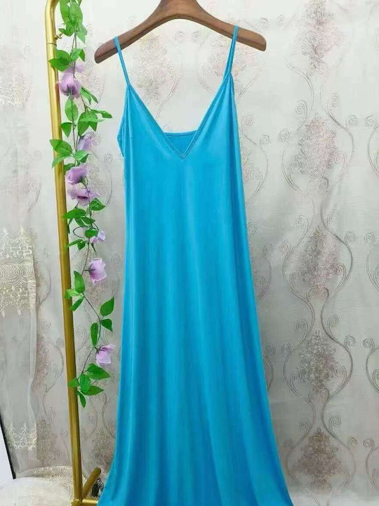 Summer Maxi Slip Dress Light Blue