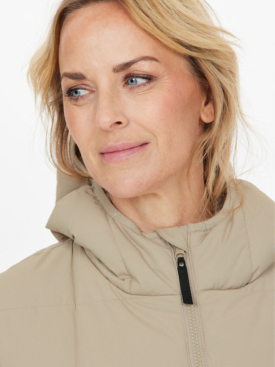 Kurz Damen Puffer Jacke für Winter Simply Taupe