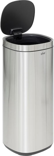 5Five Metallic Waste Bin with Oscillating Lid Silver 50lt