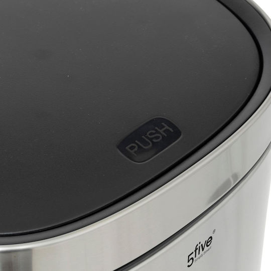 5Five Metallic Waste Bin with Oscillating Lid Silver 50lt