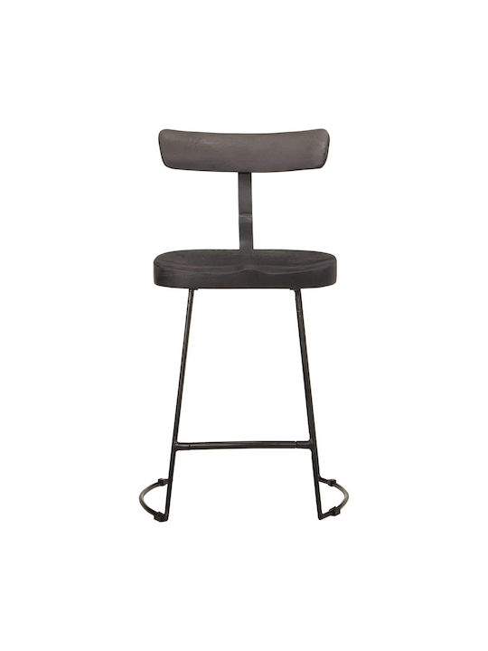 Stool Bar with Backrest Wooden Black Velvet-Black Metal 2pcs 49x43x79cm