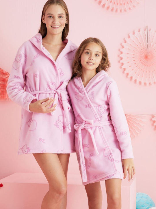 Siyah Inci Παιδική Ρόμπα Χειμωνιάτικη Fleece Ροζ