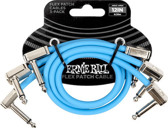 Ernie Ball Flex Cable 6.3mm male - 6.3mm male 0.3m Blue (P06461)