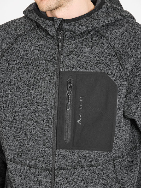 Ανδρική Ζακέτα Fleece με Κουκούλα Black