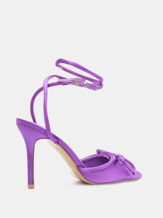 Luigi Pointed Toe Purple Heels with Strap