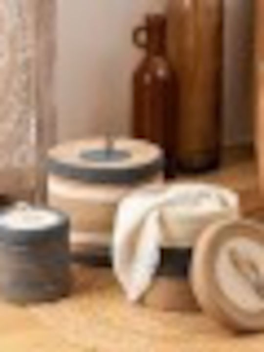Atmosphera Set dekorative Körbe mit Deckel & Griffen Beige 27x27cm 3Stück