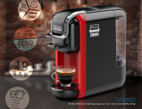 Bruno Pod Coffee Machine Pressure 19bar Black