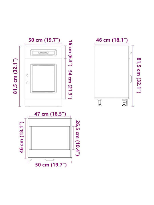 Bodenstehender Schrank Coffee 50x46x81.5cm