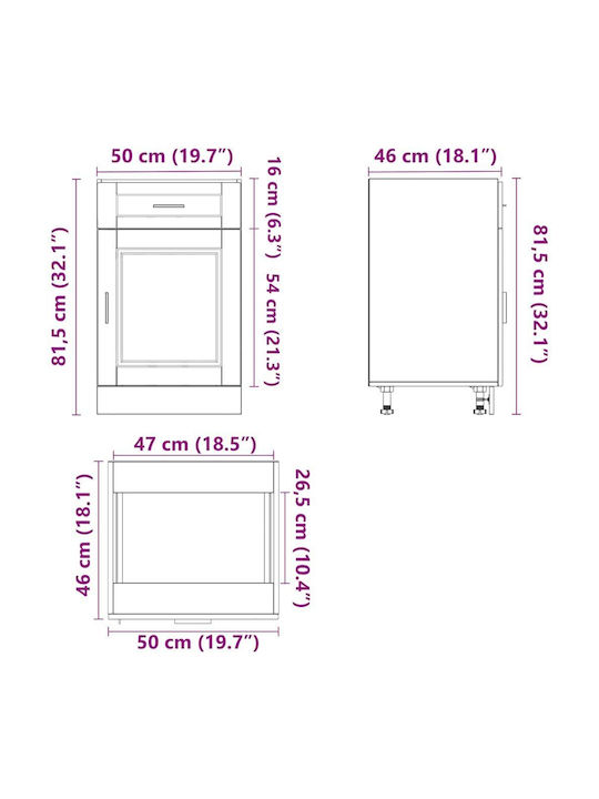 Επιδαπέδιο Ντουλάπι Γκρίζο Σονόμα 50x46x81.5εκ.