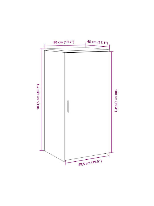 Wall-Mounted Living Room Cabinet made of Grey Particle Board Sonoma 50x45x103.5cm