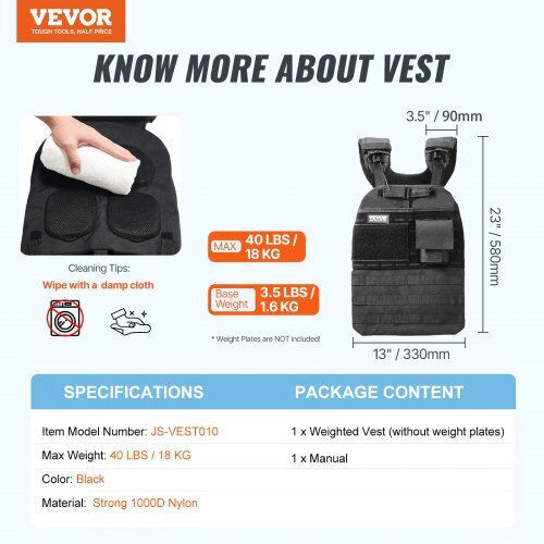 Vevor Ρυθμιζόμενο Γιλέκο Βάρους 18kg Άνδρες & Γυναίκες Προπόνηση & Τρέξιμο Kdjzlkxbb40lg2zl8v0