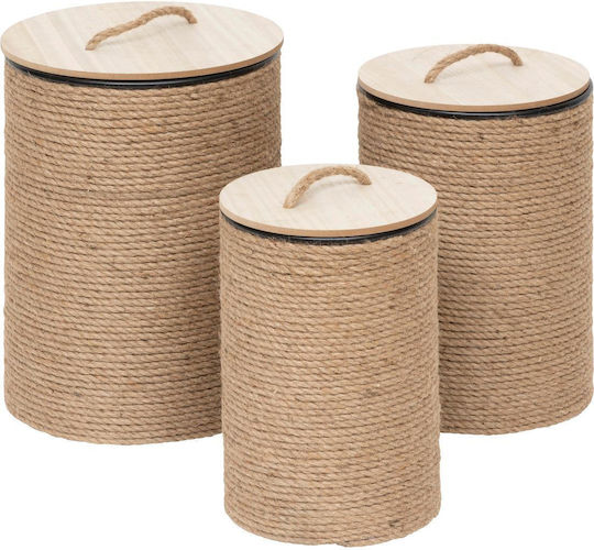 Atmosphera Bill Decorative Basket Wicker with Lid & Handles Beige 36x36x49.5cm