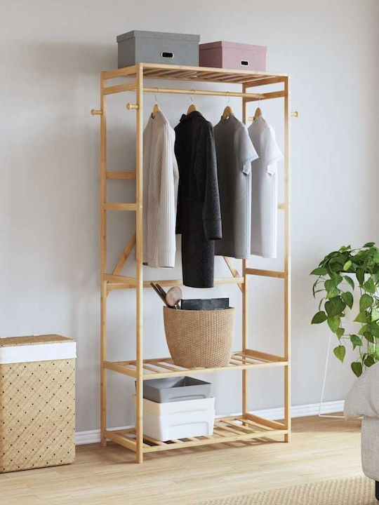 vidaXL Floor Garment Rack made of Bamboo Brown 80x40x175cm