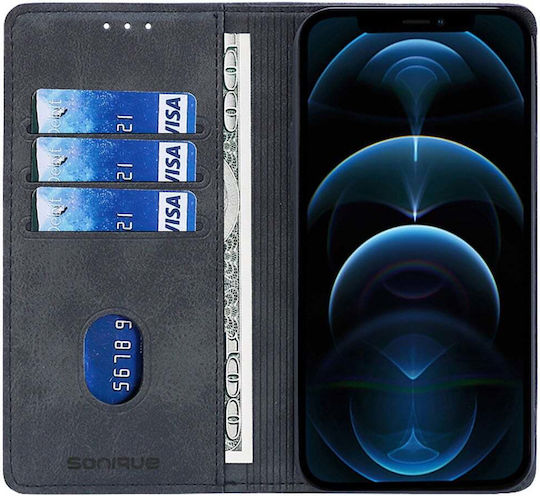 Carcasă portofel vintage cu magnet Sonique Vivo Y74s Vivo Y76 5G Negru