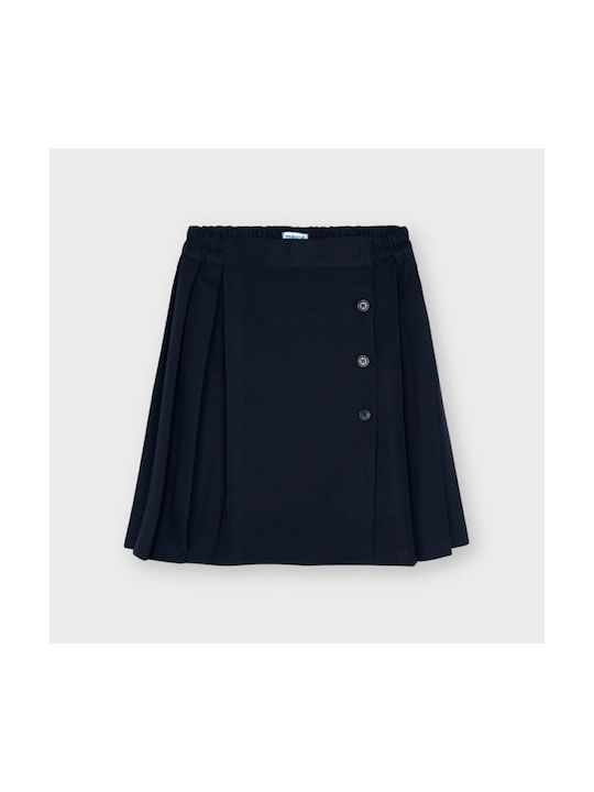 Mayoral Kids Pleated Skirt Navy Blue