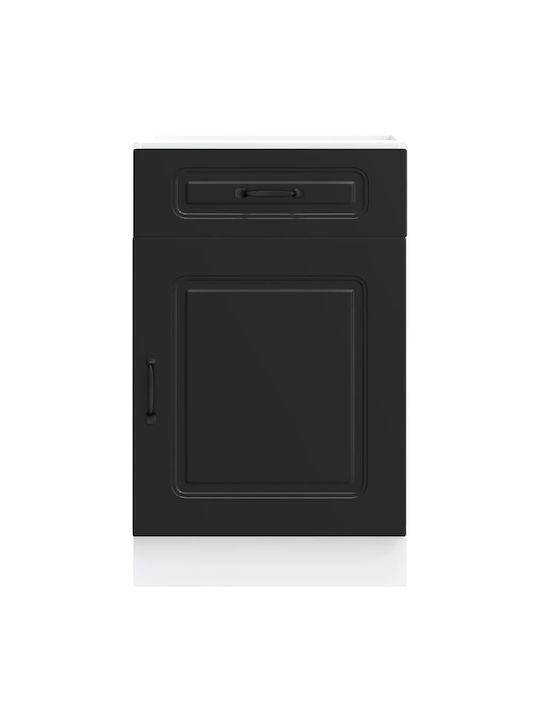 Kalmar Black Processed Wood Kitchen Base Cabinet Black 50 X 46 X 81.5 Cm