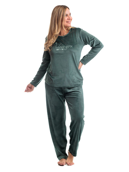 Asel Winter Damen Pyjama-Set Khaki