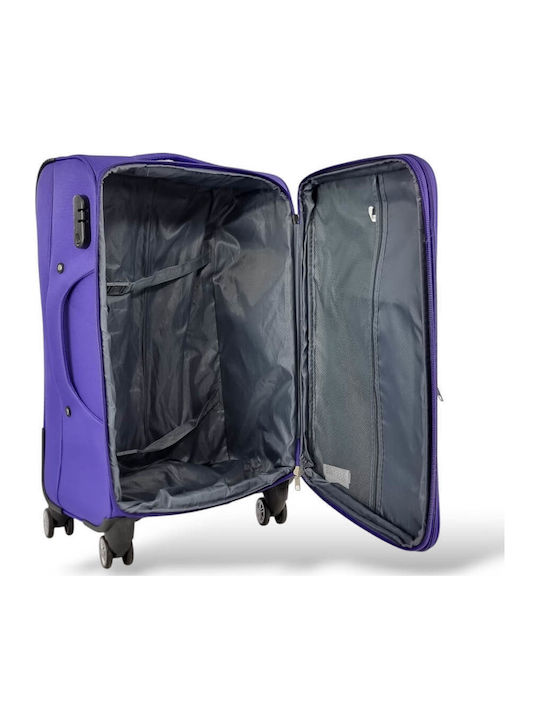 Playbags Среден Куфар За Пътуване Текстилен Лилав С 4 Колела Височина 65см