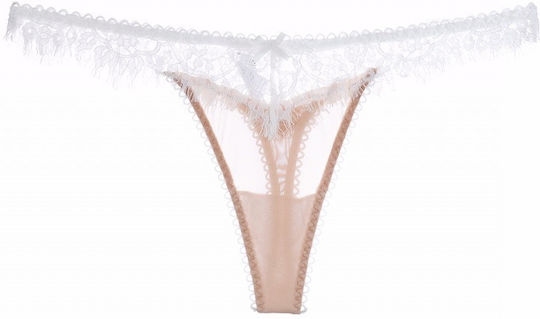 Chicret Women's Sexy String with Lace White