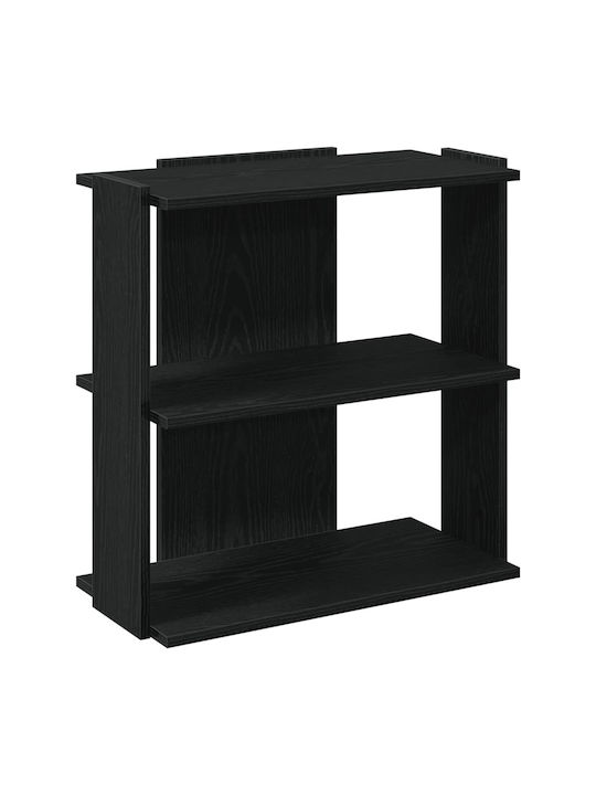 3-Tier Bookcase Black 60x30x60 cm Engineered Wood Black 60 x 30 x 60 cm