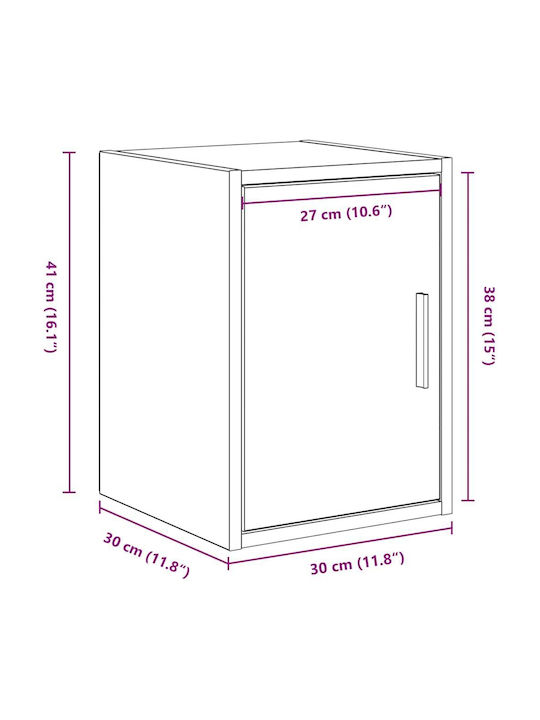 Wall Living Room Cabinet Made of Particle Board Black 30x30x41cm