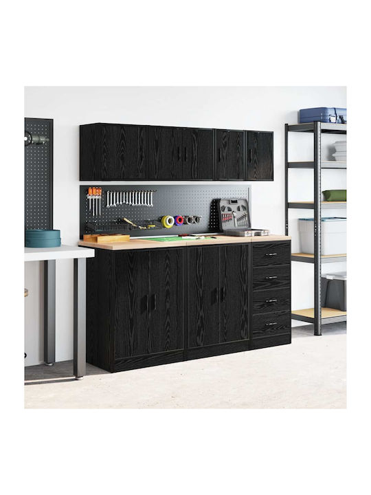 Wall Living Room Cabinet Made of Particle Board Black 30x30x41cm