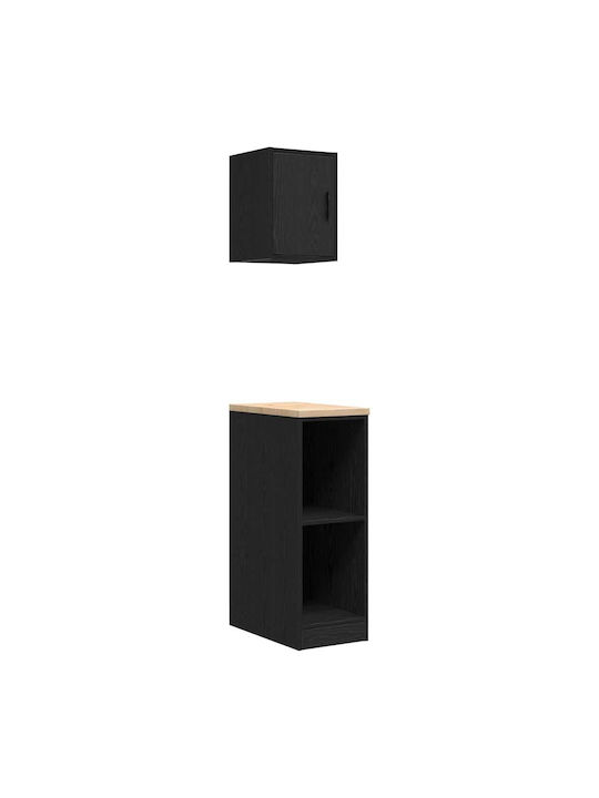 Office Storage Cabinet Black Velvet-Black Metal L30xW51xH85cm