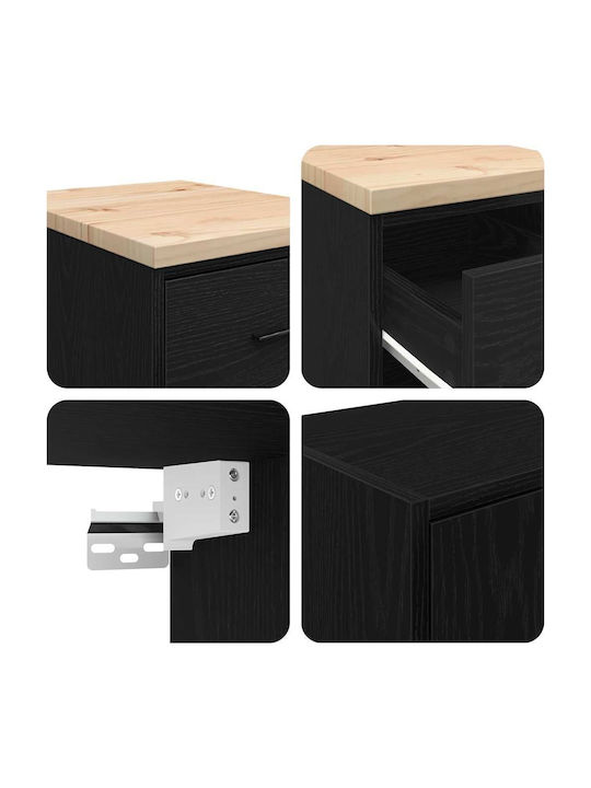 Cabinet de Birou din Lemn Masiv Negru 40x51x85cm