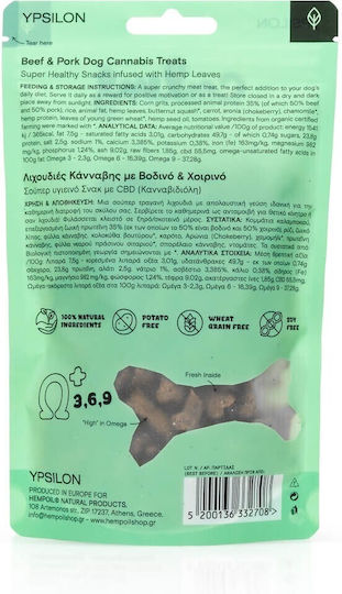 Ypsilon Dog Treat with Beef, Pork, Cannabis, Ton and Wheat 100gr